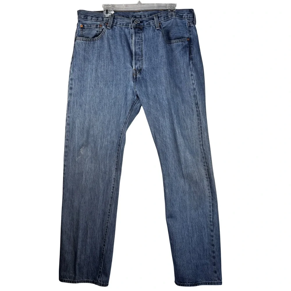 Vtg Levis 501 Original Fit Mens‎ Blue Denim Straight Leg Button Fly Jeans 38x34